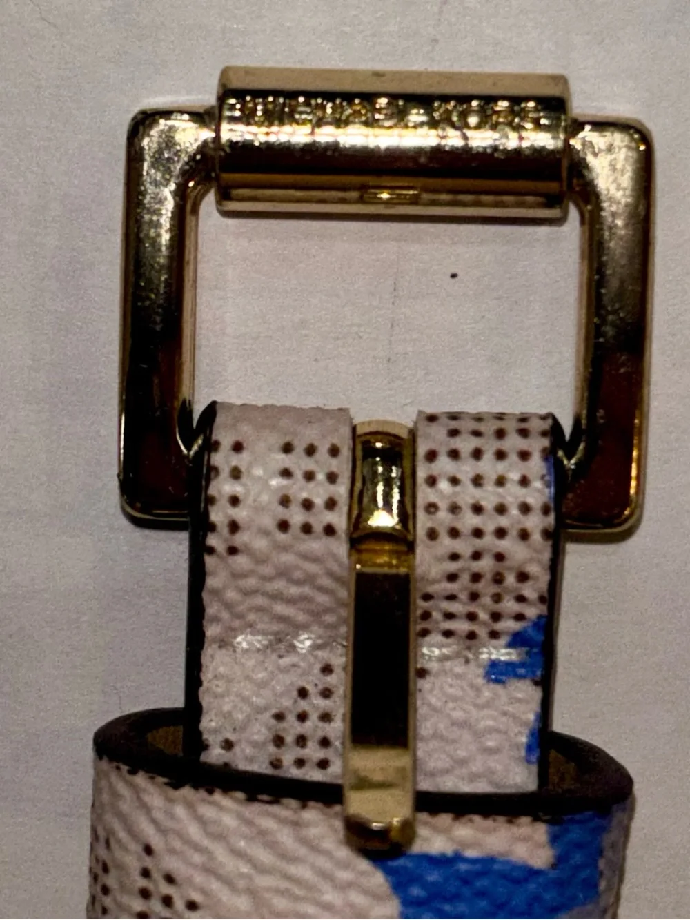Michael Kors Beige and Blue Floral Print Belt Strap